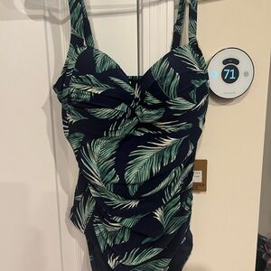 Tropical Leaf Print Swimsuit